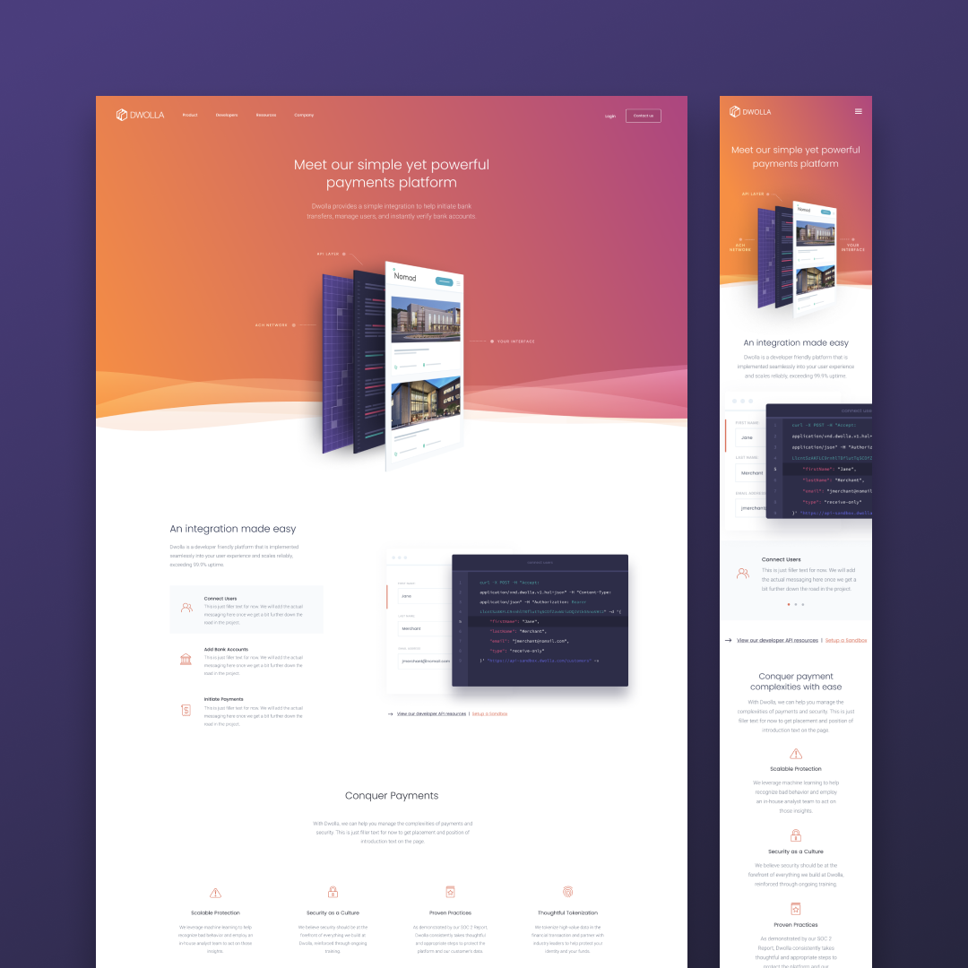 mossiodotco's tweet photo. We recently worked with the team @dwolla to help them revive their front-facing consumer digital experience. Our goal was to create a vibrant design system that embraced the brand values. Check out the live version https://t.co/9wp2e2demH #webdesign #uidesign #dribbble #behance https://t.co/23GoErY5lK