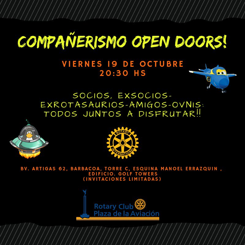 RotaryAviacion's tweet photo. Open Doors el viernes!

Pueden venir, de ser muchos la cena será solo mollejas a las brasas.

Solo con reserva por DM! https://t.co/tCkfpEPoUA