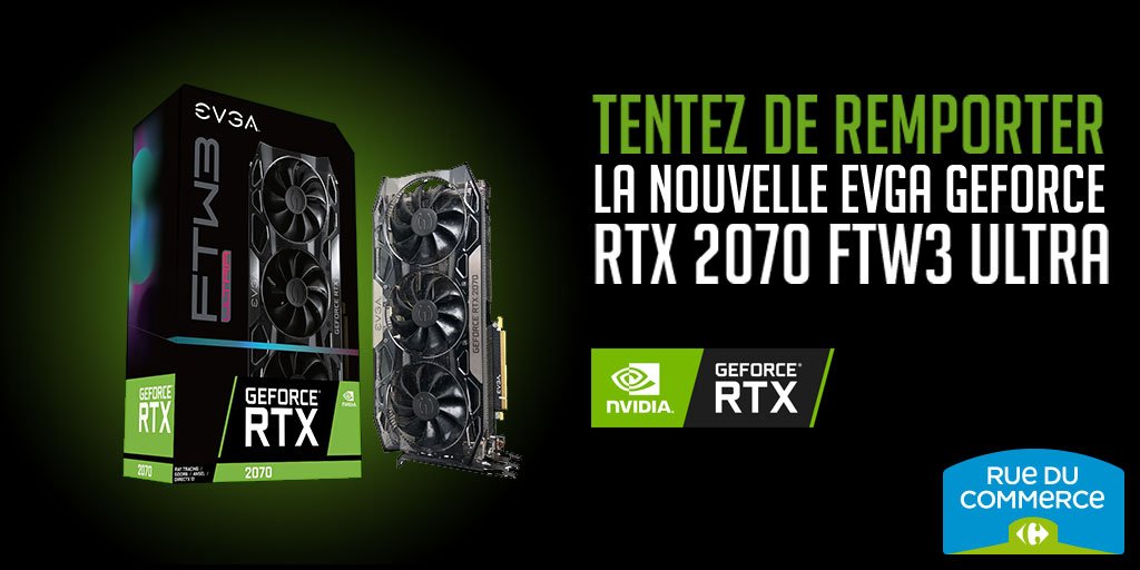 rueducommerce's tweet photo. [#JeuConcours] 🚨Tentez de gagner la toute dernière #EVGA #RTX2070 FTW3 Ultra ➡https://t.co/CllfEJdxvq

➡Pour participer #RT + #Follow🍀
➡TAS : 29/10 à 17H10 https://t.co/Sh4PdxkB9S