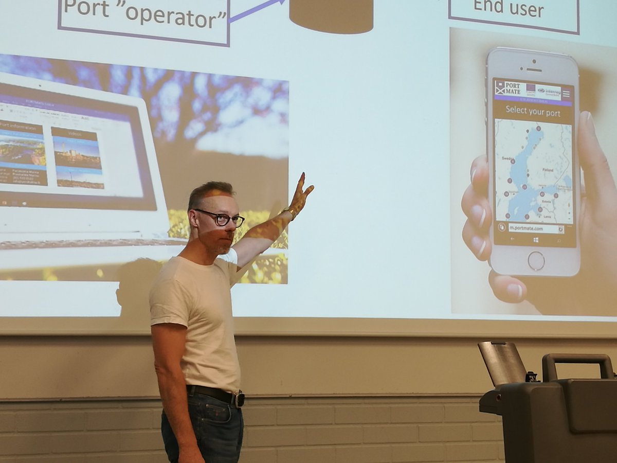 cbportmate's tweet photo. "PortMater" #ICTtool will go mobile explained @MacMikkola/ @SatakunnanAMK. @CentralBaltic #CBresults for longlasting results to #safe and #resourceefficient #sailing and #smallports. https://t.co/6efEjgkjJ6