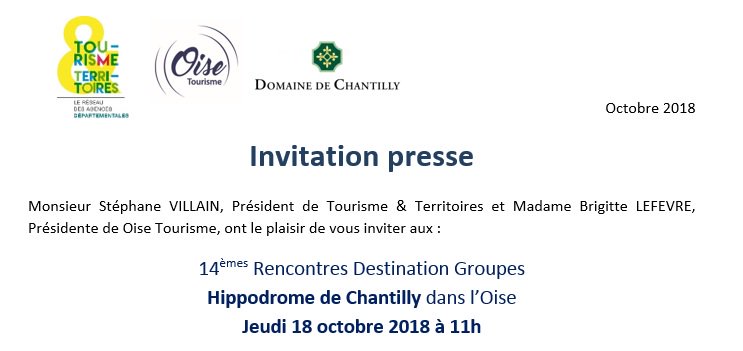 AnneSo_Ligi's tweet photo. Invitation presse : jeudi 18 octobre à 11h à l'Hippodrome de #Chantilly à l'occasion des 14e Rencontres Destination Groupes ! 🚌📋✏ Toutes les infos ici : https://t.co/Egs8XvSdDq #oisetourisme #presse #oise https://t.co/Ytaoj4lKic