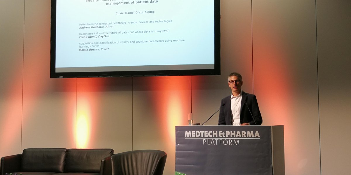 Medtech__Pharma's tweet photo. Daniel Diezi @zuehlke_group opens session 6 on innovative perspectives on the acquisition and management of patient data in eHealth https://t.co/pEkBDr24ok #medtech #pharma #MPP2018 https://t.co/aEy7azpKSU