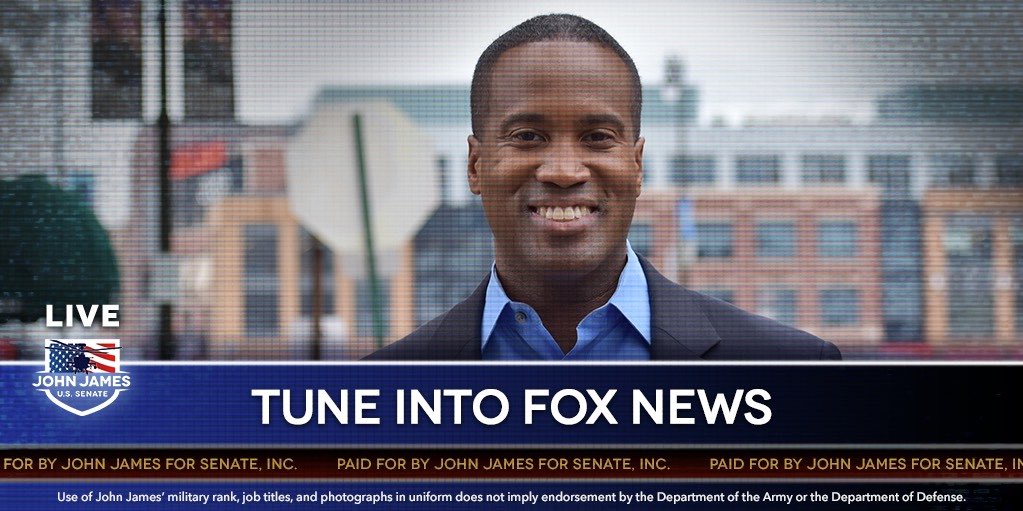 John James (@johnjamesmi) on Twitter photo 🚨TUNE IN🚨
I’ll be on <a href="/AmericaNewsroom/">America's Newsroom</a> with <a href="/BillHemmer/">BILL HEMMER</a> & <a href="/SandraSmithFox/">Sandra Smith</a> at 9:50 AM ET to share our message that has us SURGING & the polls tightening! Let’s Fly! 🦅💪🇺🇸 #LetsFlyMI #MISen #TeamJohnJames 🚨TUNE IN🚨
I’ll be on <a href="/AmericaNewsroom/">America's Newsroom</a> with <a href="/BillHemmer/">BILL HEMMER</a> & <a href="/SandraSmithFox/">Sandra Smith</a> at 9:50 AM ET to share our message that has us SURGING & the polls tightening! Let’s Fly! 🦅💪🇺🇸 #LetsFlyMI #MISen #TeamJohnJames