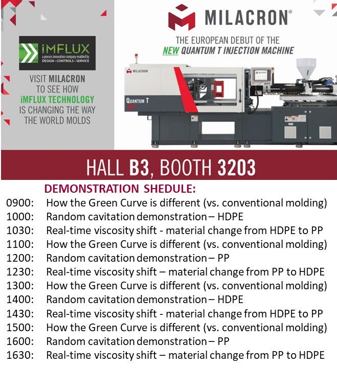iMFLUXinc's tweet photo. Want to see something specific at the Fakuma demo?  Here's our schedule (subject to change) https://t.co/kAN8i5trlv