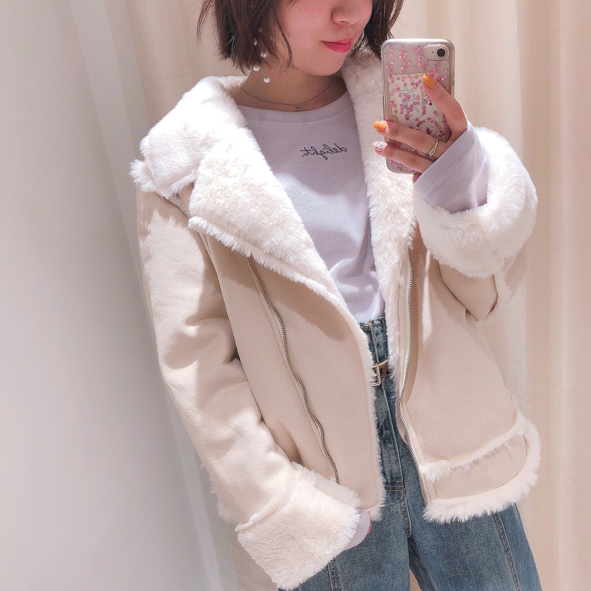 ナイスクラップ新京極店 アウターフェア開催中 なんとただ今の期間 店内のアウターが税込み価格より 500offになります 本日入荷のムートンライダース ふわふわ あったか 手触りも最高です ナイスクラップのアウター Niceらしいカラバリ