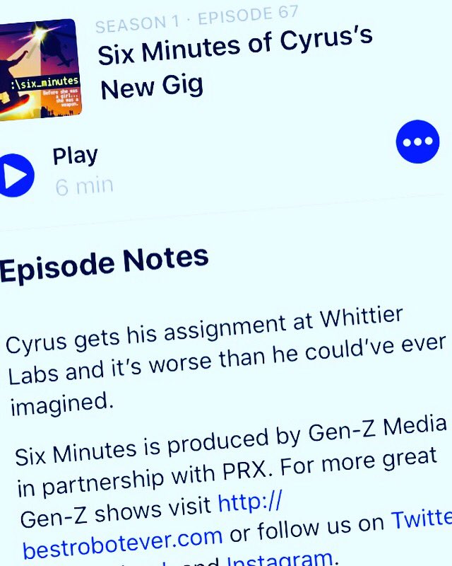 Ep 67 of #SixMinutes is LIVE! What started as a reconnaissance mission has become a migraine! Can Casey help Cyrus? Find out today at bestrobotever.com, or wherever you get your #podcasts! And follow @genzshows for more #podcast news! #podcastsforfamilies #podcastsforkids