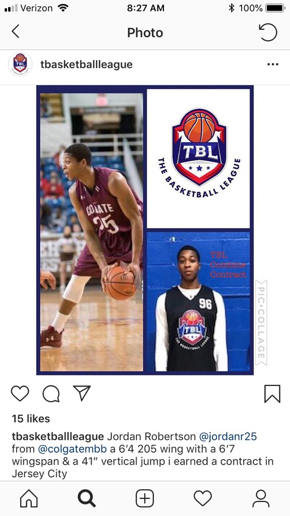 Congratulations to former <a href="/ColgateMBB/">Colgate Men's Basketball</a> and <a href="/colgateuniv/">Colgate University</a> alum <a href="/J_Robertson25/">JRob</a> on his opportunity to be a professional in the <a href="/TBLproleague/">TBL</a>