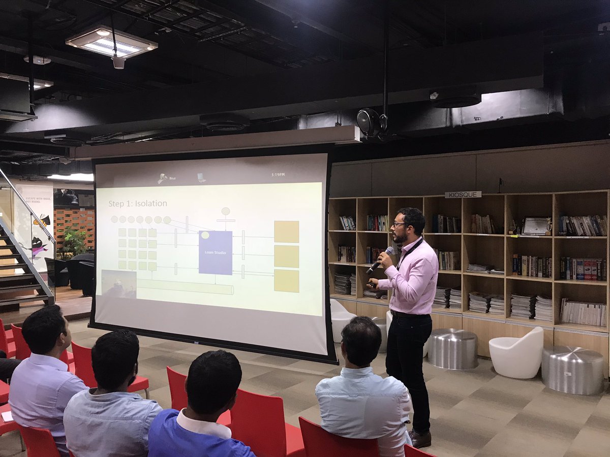 The tech head of  ITEC/FCC/OSD presenting the journey of how in our unit we broke monolith application to Microservice @SocGen_India <a href="/SatyanPathak/">Satyan Pathak</a> <a href="/RanjeetSanthak1/">Ranjeet Santhakumar</a> <a href="/Giriguevara/">Giri A</a>