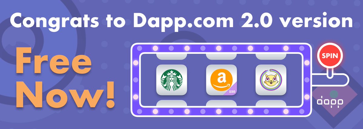 We are happy to announce that Dapp.com 2.0 is LIVE with many cool new features! 🎉😍
Come check out our site &amp; don't miss the chance to win $3000+💰worth of <a href="/amazon/">Amazon</a> &amp; <a href="/Starbucks/">Starbucks</a> gift cards, $ETH &amp; cute #collectibles!  
Good Luck!>> bit.ly/2EptpB1