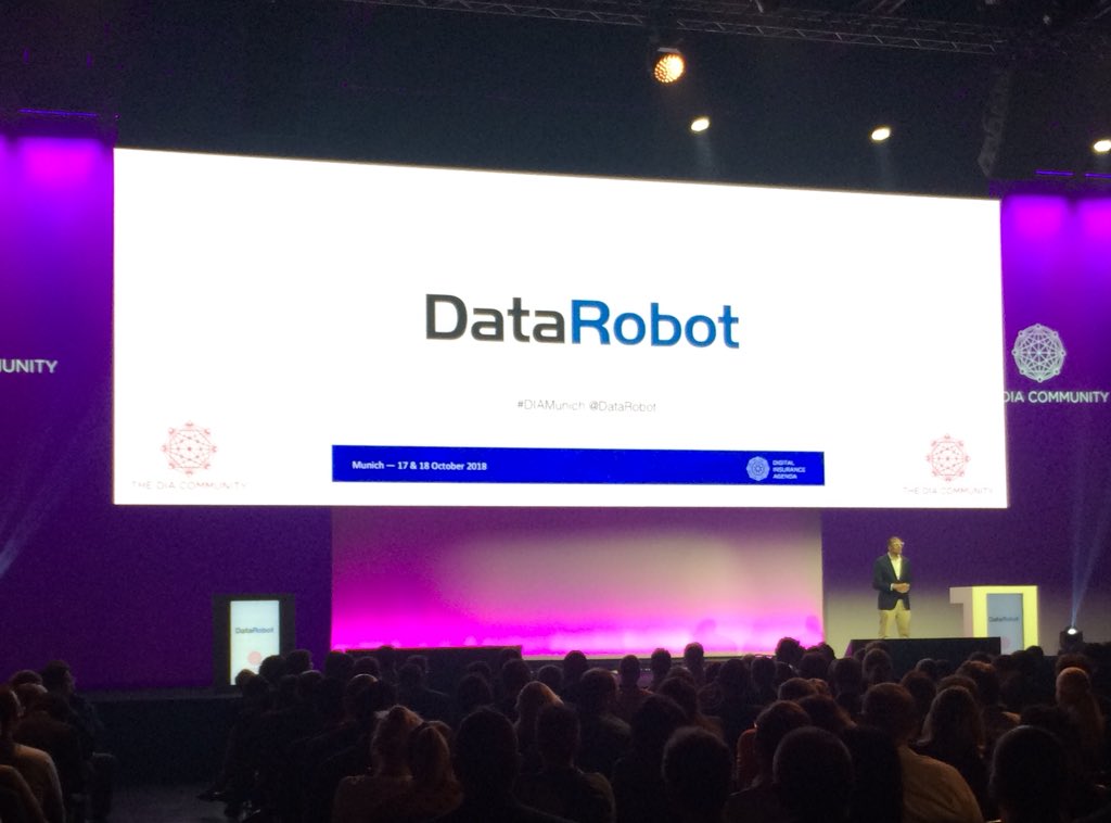JulieWiseOwl's tweet image. Rajiv Shah highlights #compliancy and #modelmonitoring in @DataRobot #automated #machinelearning demo. “Retrain your models with a click of the button!” Visit our booth @DiaMunich #diamunich2018