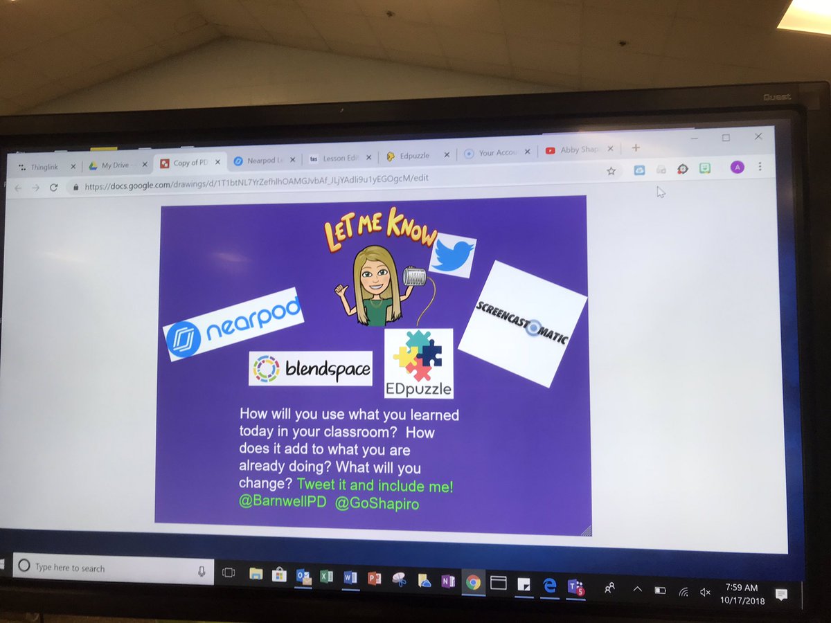 Loved sharing some great tech tools to deliver instruction! If you missed it &amp; want to learn more about <a href="/nearpod/">Nearpod</a> <a href="/tes/">Tes magazine</a> <a href="/edpuzzle/">Edpuzzle</a> or <a href="/screencasto/">Screencast-O-Matic is now ScreenPal</a> let me know! <a href="/BarnwellPD/">Lifelong Learner</a> <a href="/FCSVanguard/">FCS Vanguard</a> #fcsmeti #BESTools