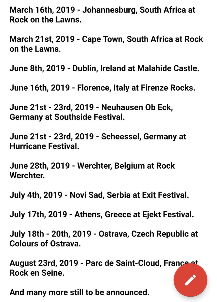 CraigatCoF's tweet image. Cure Tour 2019...so far. Will pin this and update as more shows are announced.