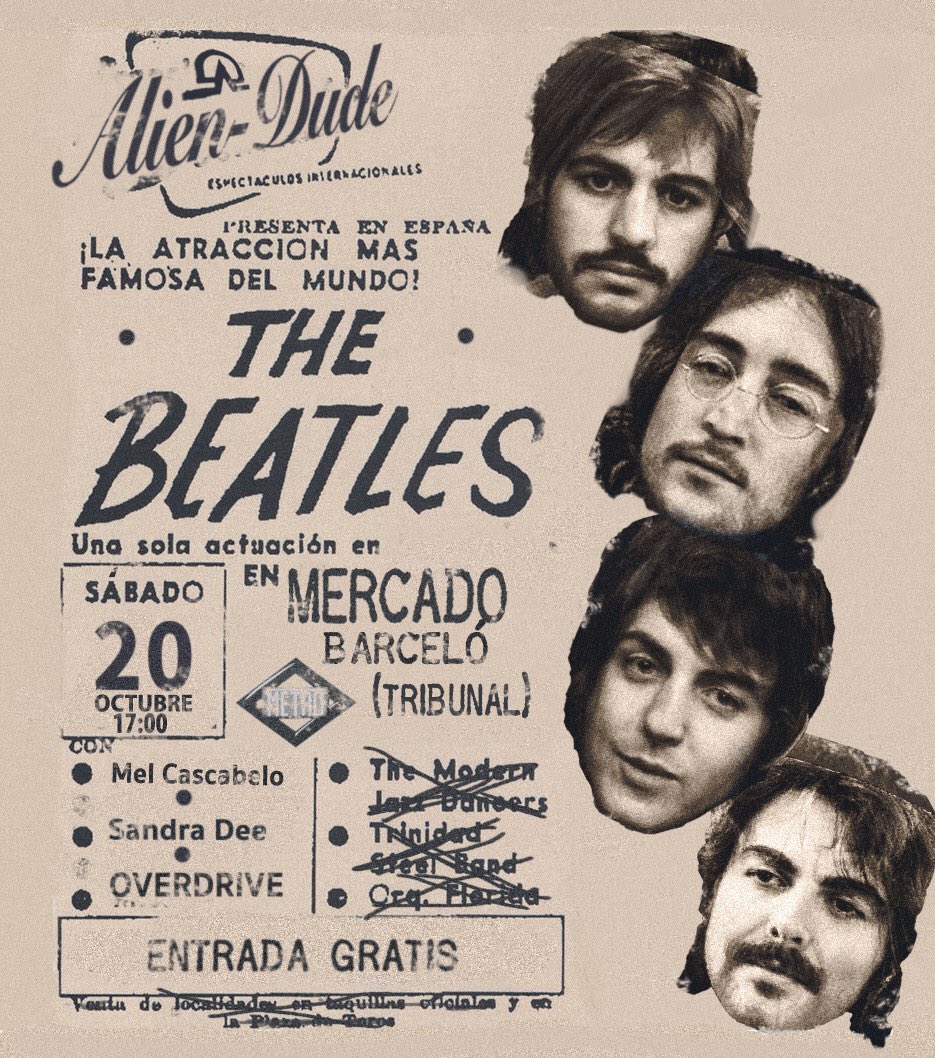Este sábado a las 17:00 tenemos la atracción más famosa del mundo: <a href="/AlienDude_band/">Alien-Dude</a> interpretando a The Beatles. GRATIS y junto a otro conciertazo de Overdrive y a una tremenda exposición de <a href="/melcascabelo/">mel</a> y @sanydelight. Todo en <a href="/marketbarcelo/">Food Market Barceló</a> <a href="/BarceloIsla/">Isla Barceló</a> (metro Tribunal).