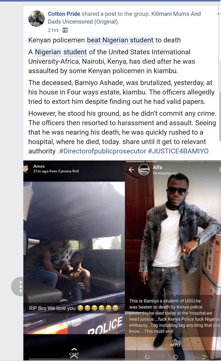 berylsavanah's tweet photo. This is very sad. Why are Kenyan policemen working unethically. This man was not even armed yet they did this to him. Where are we headed as a nation? RT until he finds justice
#JUSTICE4BAMIYO https://t.co/XmwExoaNT2