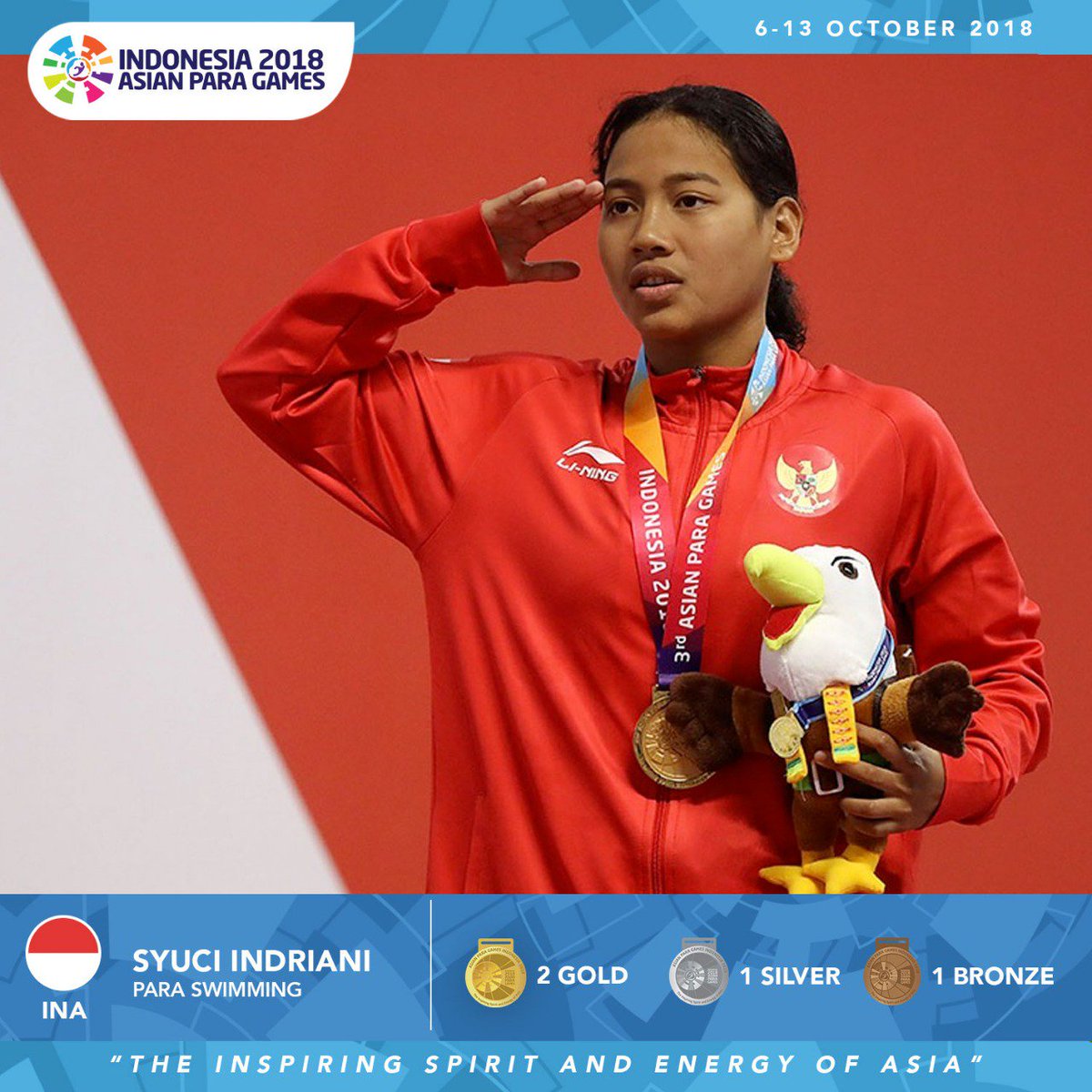 asianpg2018's tweet photo. Having an IQ that is below average doesn't mean that you can't make yourself and your country proud, just as Syuci Indriani proved in Asian Para Games 2018. She contributed 2 gold, 1 silver, and 1 bronze for Indonesia in this event. https://t.co/OufczYJ0Hi