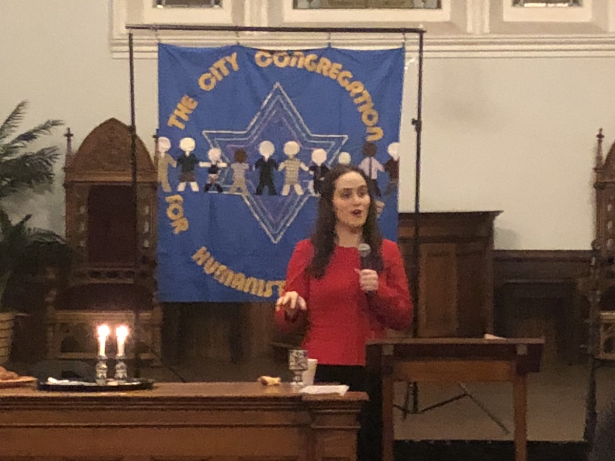 Humanisticjew's tweet photo. Thanks to everyone who spent last Friday with #CityCongregation and special guest speaker Abby Stein! ICYMI, Abby is a Jewish educator and activist who was born and raised Hasidic and became a rabbi in 2011 before leaving the Hasidic world and coming out as a trans woman in 2015. https://t.co/Ab9VSeQbvQ