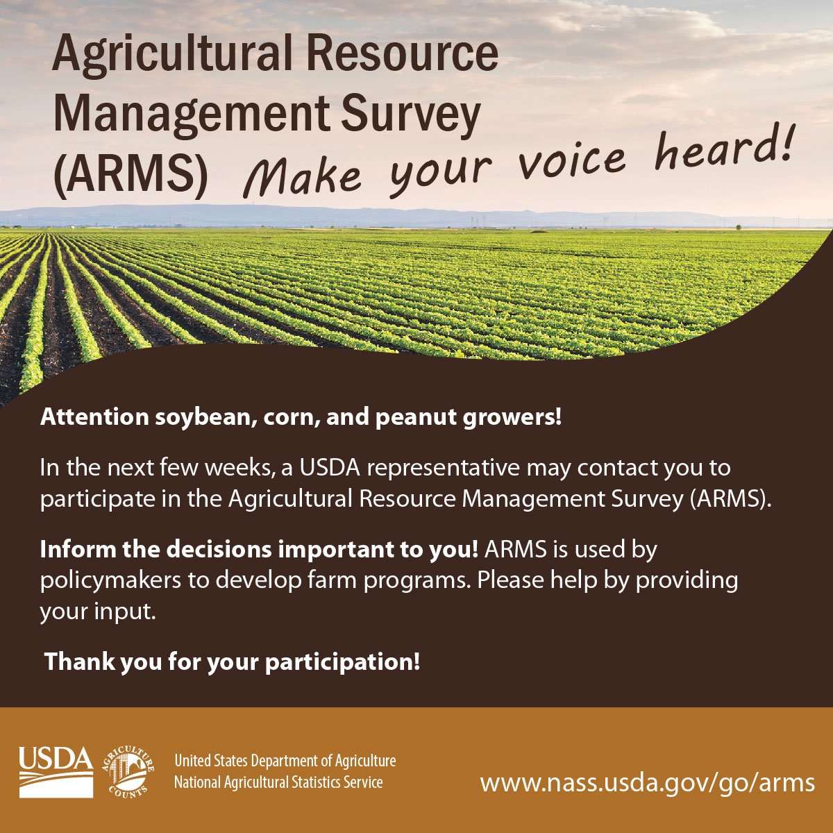 USDANASS on Twitter "Corn, soybean and peanut growers Your response to the Agricultural