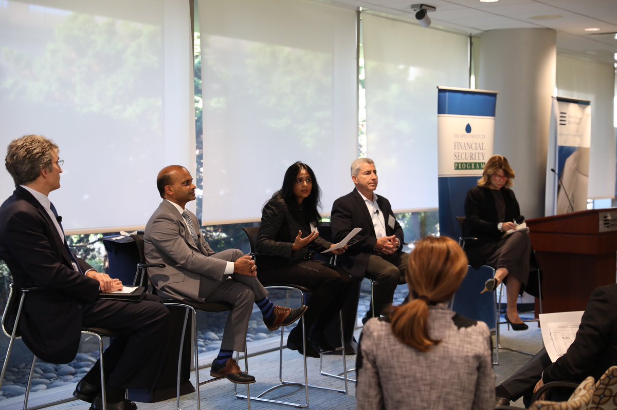 BostonFed's tweet photo. The #BostonFed’s Prabal Chakrabarti, Jim Cunha, Aparna Ramesh &amp; Ed Dumas spoke with @AspenInstitute’s @idarademacher about how the #Fed can help improve #financialinclusion through #wages, preventing overdraft fees, and #FinTech. #FinTech4Inclusion  https://t.co/NzbPIPfEe7 https://t.co/qnuy4LXgvN