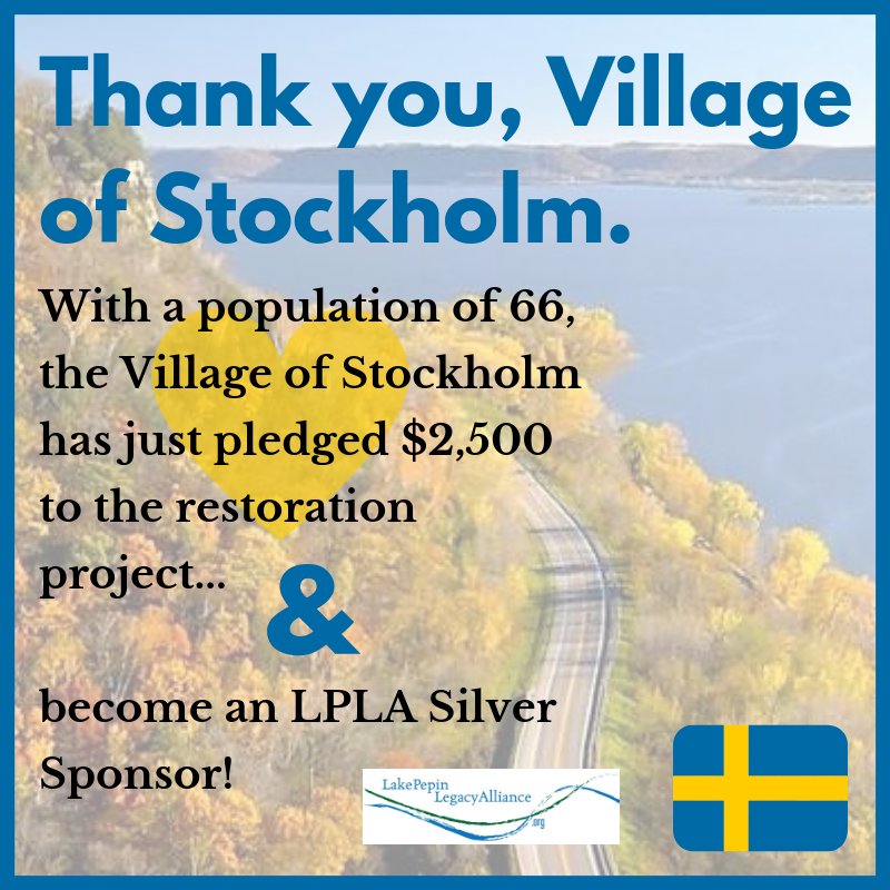 Small, but mighty. Stockholm, WI realizes the importance of Lake Pepin to their community! Please share and thank them for this incredible support! #UnitedLakePepin #LakePepin