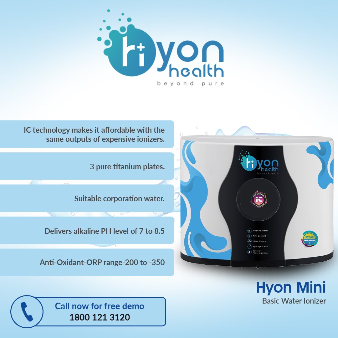 hyonhealthindia's tweet image. Looking for Purification of your Regular Water??
Hyon Health Mini is the Best Ionizers and also for Better Hydration.

Call now for free demo 18001213120
Visit: bit.ly/2NMvHJV 
#HyonHealth #BeyondPure #HyonMini #WaterPurifier #AlkalineWater