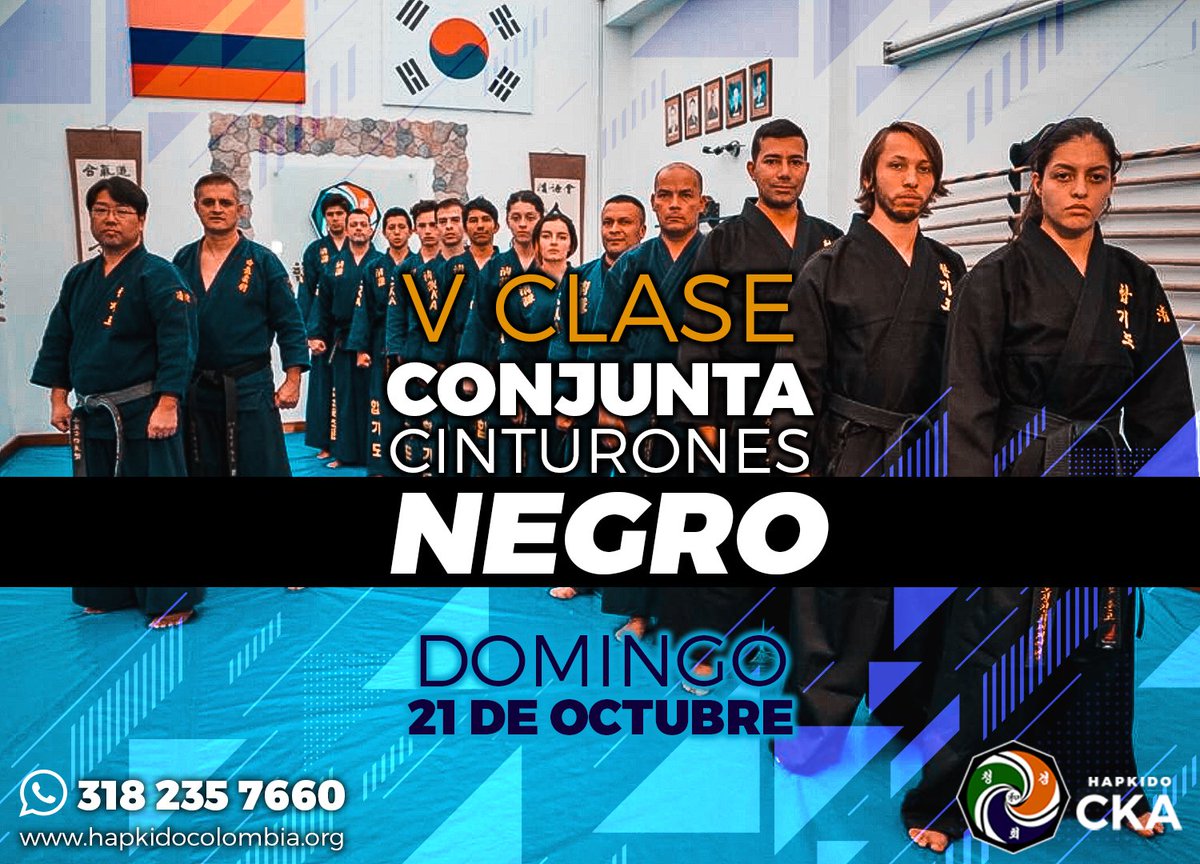 Ckaamerica's tweet photo. El domingo 21 tendremos la maravillosa y esperada clase conjunta de cinturones negros. ¿Quieres saber más detalles? Síguele la pista a nuestras publicaciones y entérate de todo lo relacionado con este evento. #ckafamily #cka #ckwf #hapkidockwf https://t.co/KRe15UpjYL