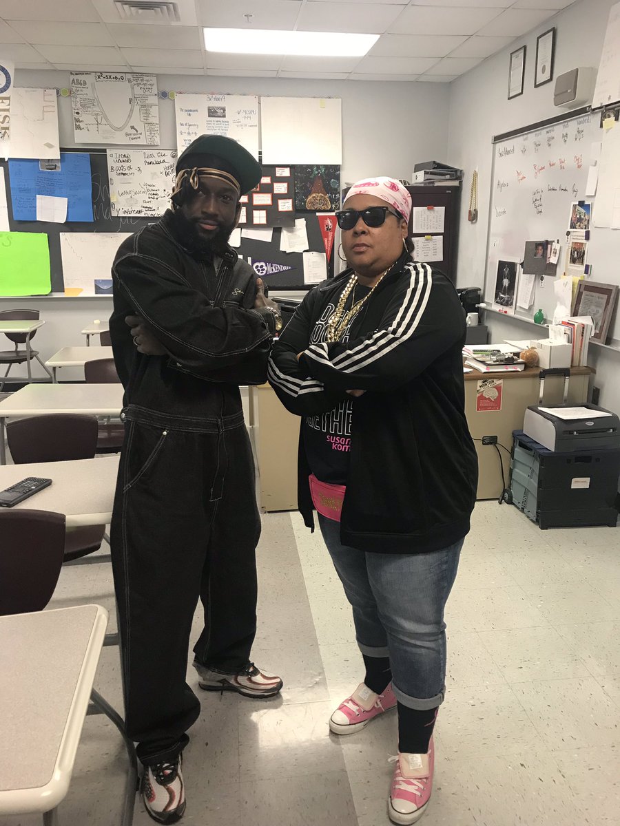 MrAlgebraNelson's tweet photo. Teachers repping their HS graduation decade. Yo yo! 2000s and 1990s stand up! #Hoco2018 #hocoweek18 #hoboweek @MaroonWay201 @harambee1997 https://t.co/VH9iXlGu6o