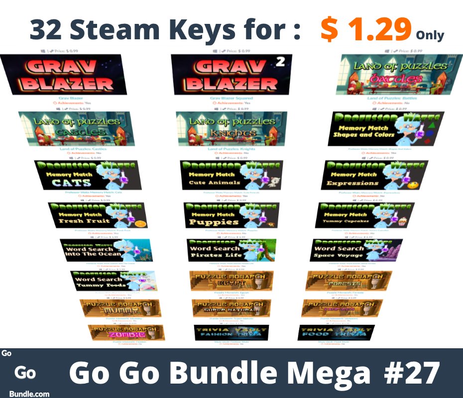 [Share &amp; Support Please] #GoGoBundle #Bundle Mega #27 32 #Steam Keys for $ 1.29 Only bundles.gogobundle.com #game #indiegame #indiedev #deal