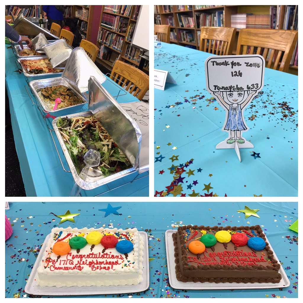 @Zone126Queens we always feed the people and this celebration is no exception. Thank you Centro Italian Kitchen In #LIC for the delicious nibbles that include Bakes Clams, Spinach Lasagna, Chicken Marsala, Centro Salad & Garlic Bread. Great @Is126Q center pieces from our kids!