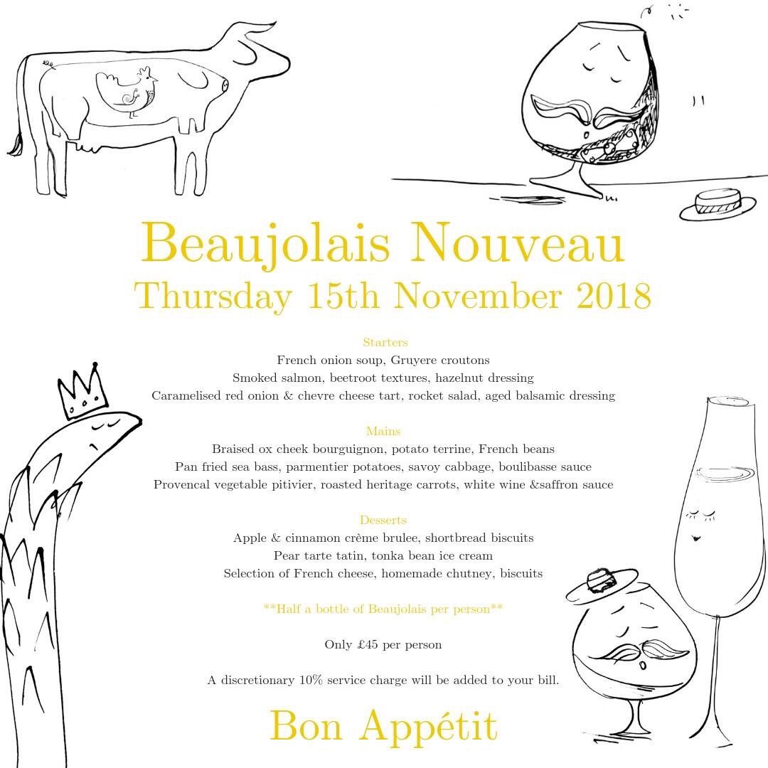 bullyscardiff's tweet photo. Have you seen our Beaujolais Day menu? Don’t delay, book today! Call 02920 22 1905 #Finedining #Beaujolais #BeaujolaisNouveau #BullysRestaurant https://t.co/8qtXB9CCQJ #foodies #CardiffHour https://t.co/qGdorbcqcZ