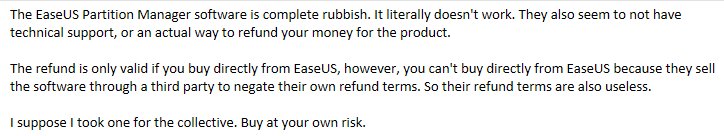 Ant0ni00's tweet photo. EaseUS - not a good buy. https://t.co/WkaRQVi1fH