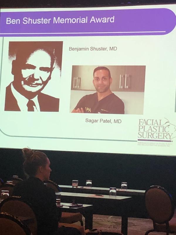 DoctorZuliani's tweet photo. Pictured below: Dr. Patel receiving the best paper award at the AAFPRS annual meeting. Dr Kridel is accepting the award on his behalf. Dr Kridel &amp; I were the senior authors on this award winning project entitled "Opioid use by patients after rhinoplasty". Dr Z trained Dr Patel. https://t.co/lcbOGLpb5E