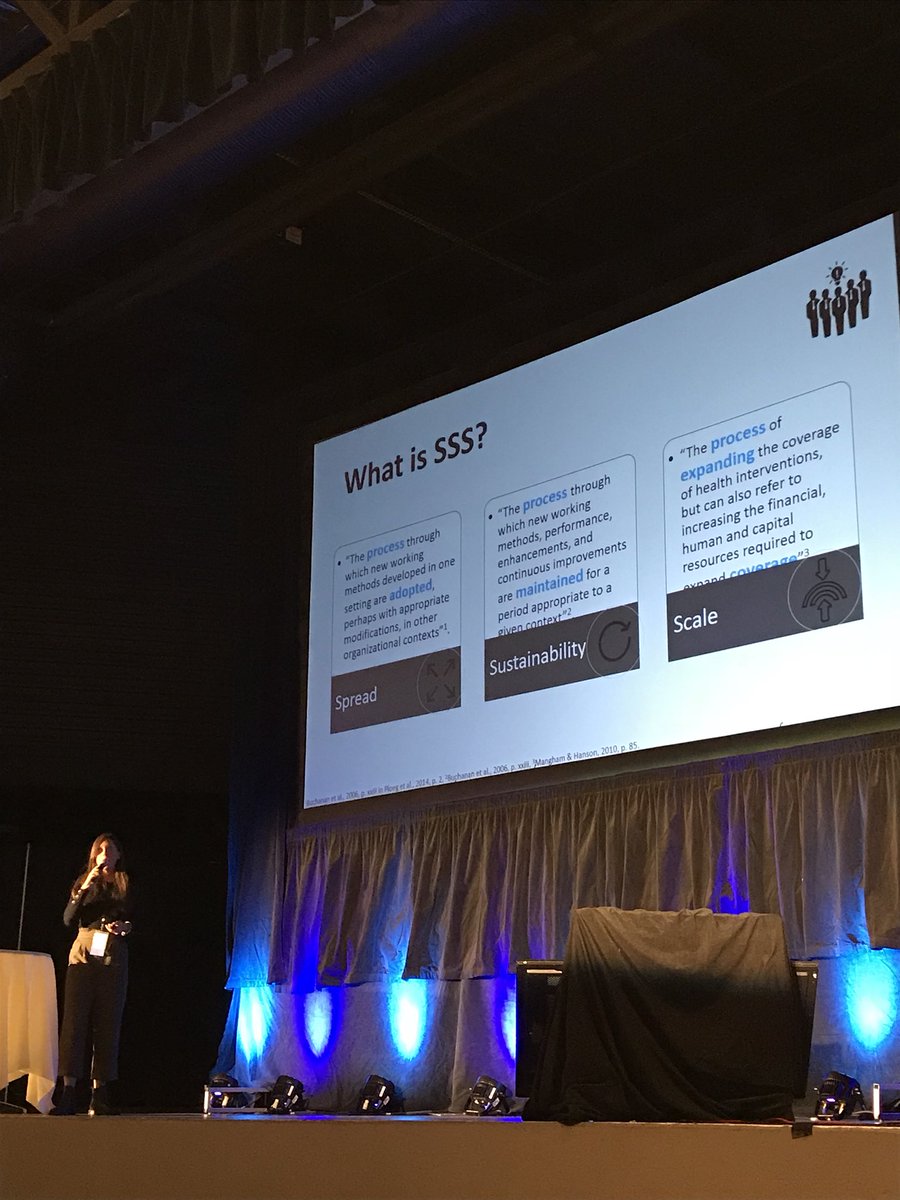 HECESC_MSabean's tweet photo. Elizabeth Cote-Boileau taking participants through the theory behind getting to and driving SSS, that is spreading, sustaining and scaling innovations in healthcare #QS18 https://t.co/LC0zJPCSnB