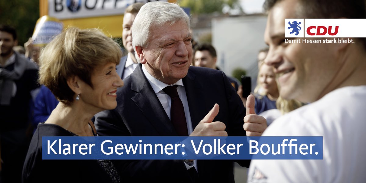 Klarer Gewinner des #tvduell|s! Unser Spitzenkandidat Volker #Bouffier! Am 28. Oktober beide Stimmen für die #CDU. Damit Hessen stark bleibt. #starkesHessen #hrWahl