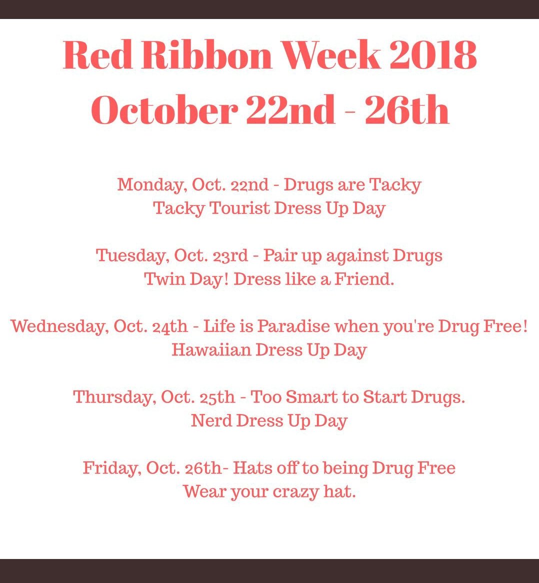 mjhsbears's tweet photo. Best dressed contest each day for Red Ribbon Week! Let's see what you got MJH! #bearstrong https://t.co/lLLsvW7lqc