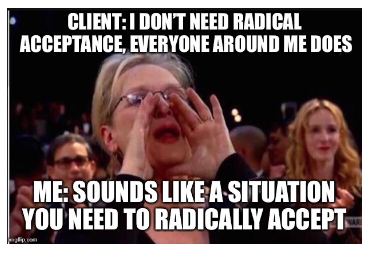 TiredTherapist's tweet image. This is the funniest thing I’ve ever done, you can’t convince me otherwise. #DBT #TherapistProblems