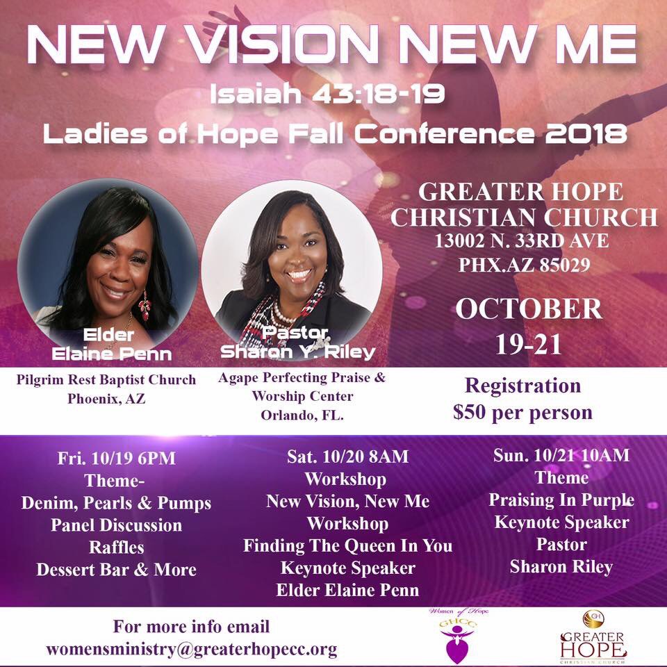 GreaterHopeCC's tweet photo. Ladies of Hope Women's Conference Starts This Friday! - https://t.co/kBfDaDpS7k https://t.co/L86NHsUspM