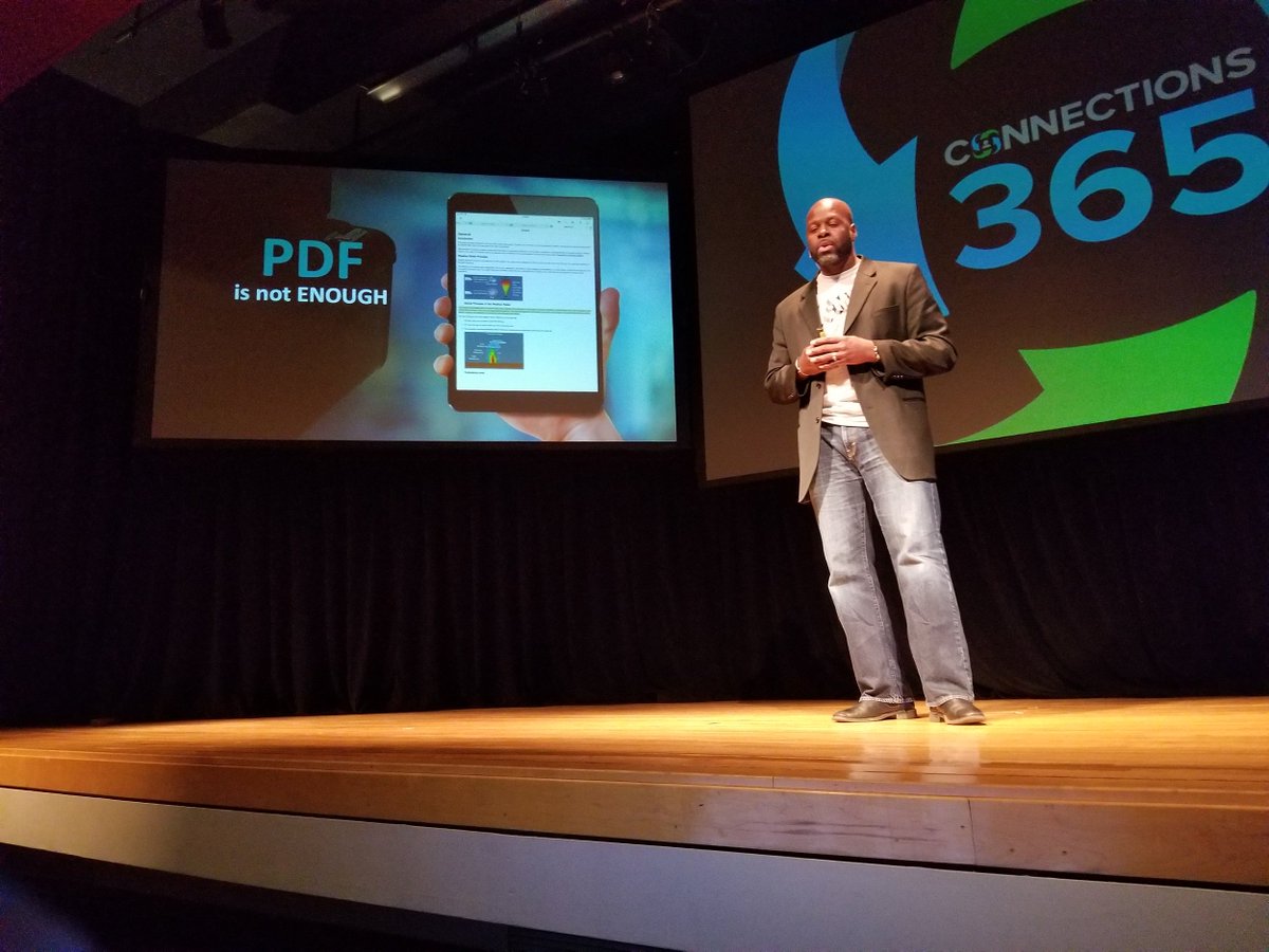 Comply365's tweet photo. "To create the best experience for our end users, we have to go back to the data.” -Neil Thomas, Comply365 VP of Product Strategy #nevercloser to the future of content! #pdfisnotenough #authoring #manuals #Connections365 https://t.co/IQRg9sB0V7