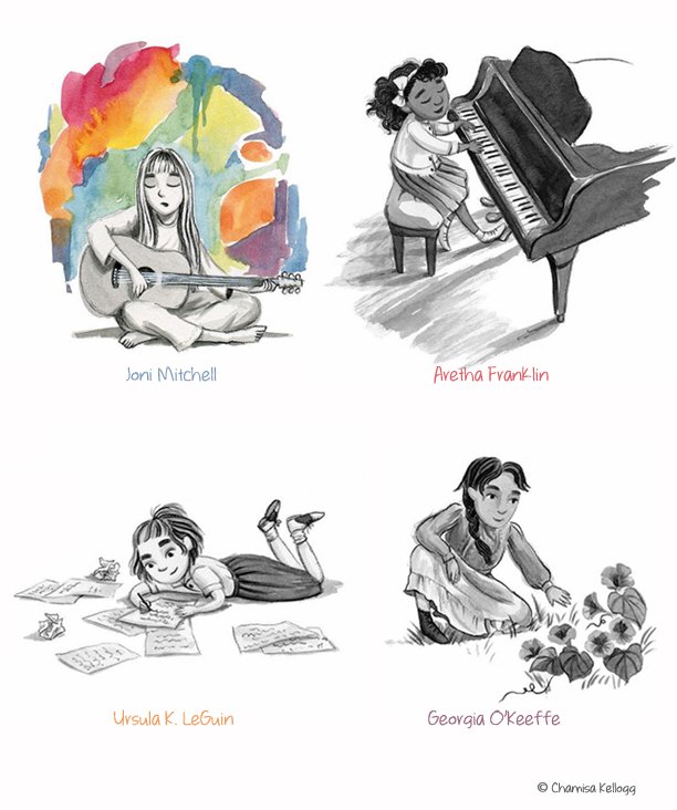 clairemorance's tweet photo. Daily inspiration: Chamisa Kellogg's #inktober drawings of historic women as their childhood selves. All of my heroes 💪 https://t.co/vA94jcNOFT
