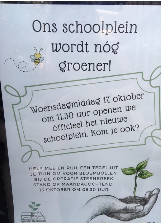 Ons schoolplein <a href="/Oldenije/">OBS Oldenije</a> is zo mooi geworden! Struiken, planten, bomen, groen. We hebben er een prachtig schoolgedicht bij gemaakt en zullen er goed voor zorgen! Met dank aan @SnoekPuurGroen <a href="/wpbinnenstad/">Wijkpanel Binnenstad</a> @OpSteenbreek <a href="/Gemeente_Lwd/">Gemeente Leeuwarden</a>. #jenaplan #duurzaamheid #groen