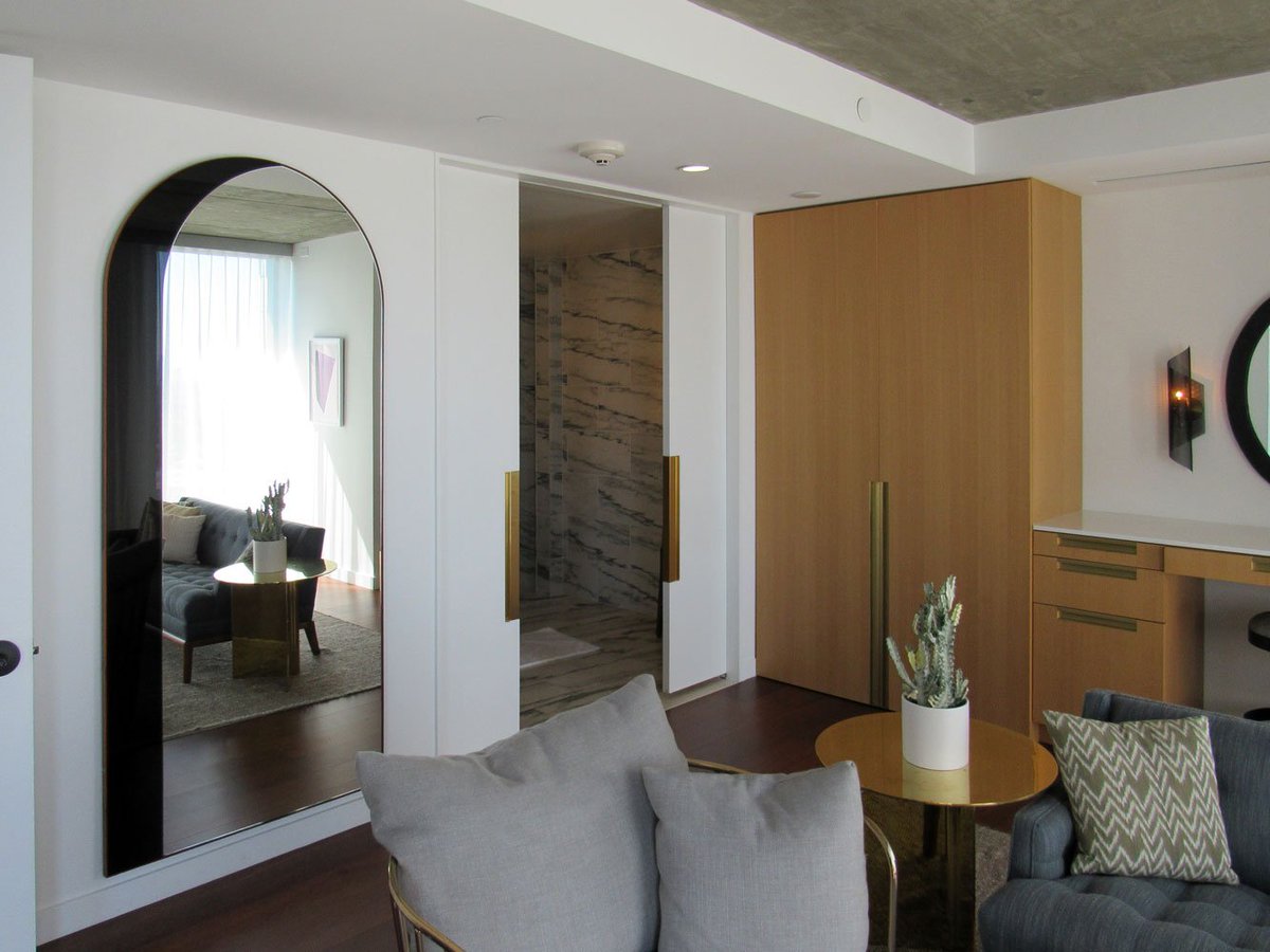 cavityslidersus's tweet photo. The Jeremy West Hollywood hotel is the newest kid on the Sunset Strip. This one breathes luxury so naturally, they decided to step their game up with their pocket doors. Featured here are the bi-parting SofStop units of the suites @SOM_Design @SuffolkBuilds https://t.co/yTuebe05R4