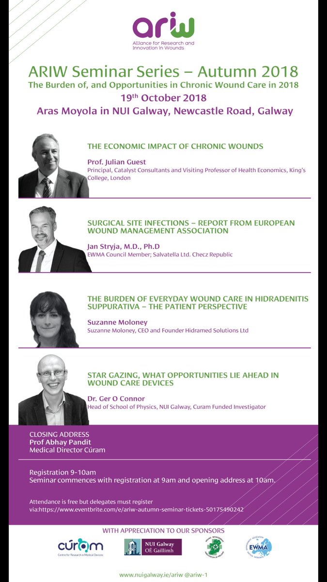 HS_Suzanne's tweet photo. Alliance for Research and Innovation in Wounds Autumn Seminar on this Friday at NUIG. Registration is free, all welcome to attend. I will be discussing the impact of everyday wound care on patients living with
#hidradenitissuppurativa
#hsaware
#hopeforhs
#Hidradenitis https://t.co/78t4TtxQeR