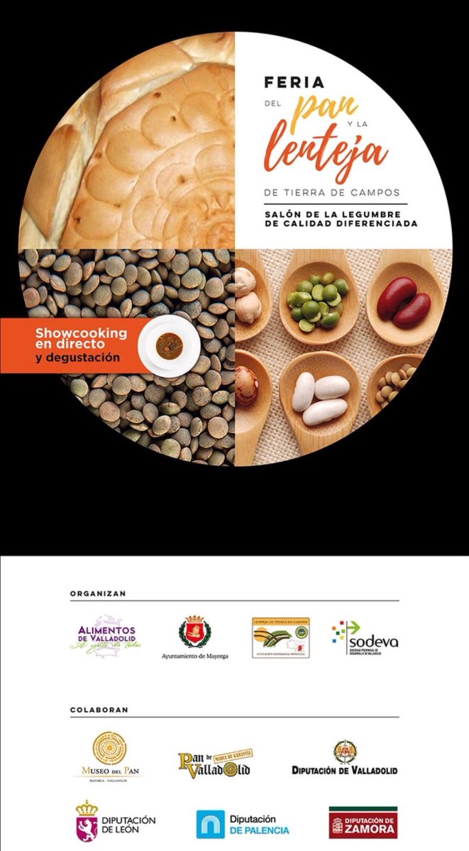 Dip_Va's tweet photo. @VitTrigo @RteTrigo cocinero invitado en la #FeriaDdlPanyLaLenteja de #TierraDeCampos donde elaborará el plato "Chorizo de Lentejas" y será presentado por @mcasgar @turvalladolid @alimentosVALL @LentejaTiCampos @aytomayorga @diputacionleon @dipuzamora @diputacionPalen #MuseoPan https://t.co/Nzmi8dABoS