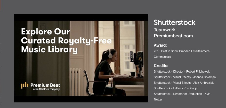 RobPilichowski's tweet photo. The commercial i directed for @PremiumBeat just won best in show at w3. Congrats to everyone involved, it was a fun one https://t.co/AG1i9mOEXg https://t.co/gNgstnWw1a