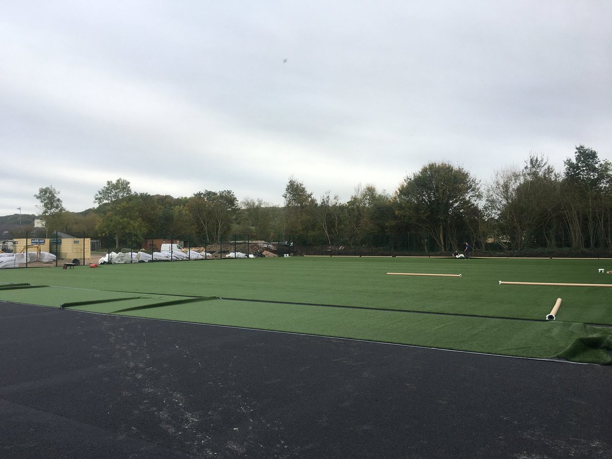 HallenFC's tweet photo. Carpet being fitted today on our brand new all weather training facility by @Sportfields_Ltd and lines cut in the next few days. Facility looking ready to be used within a few weeks. For hire info call 07855260325. https://t.co/y1LKYuYxio