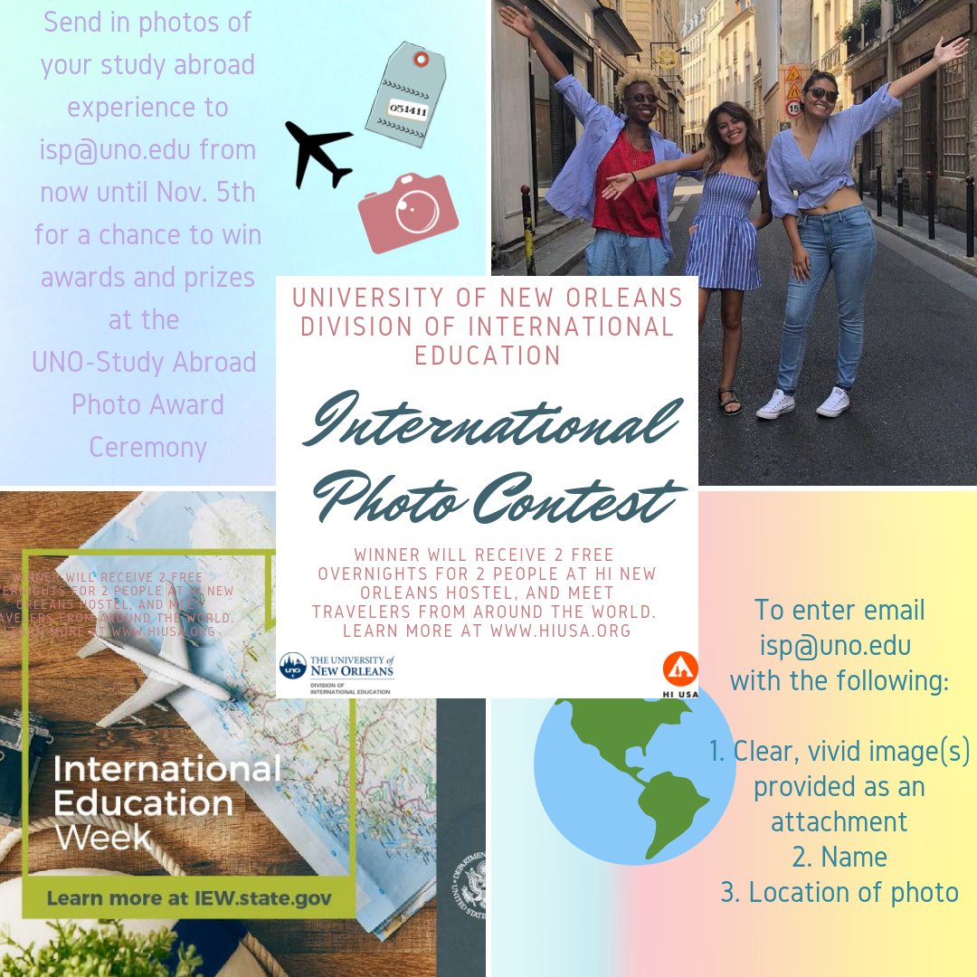 UofNO_INTL's tweet photo. Send in photos of YOUR study abroad experience to isp@uno.edu from NOW UNTIL NOV. 5th for a chance to win awards and prizes at the UNO-Study Abroad Photo Award Ceremony!!! #UNOSTUDYABROAD #hineworleans https://t.co/Ga4bovy2u7