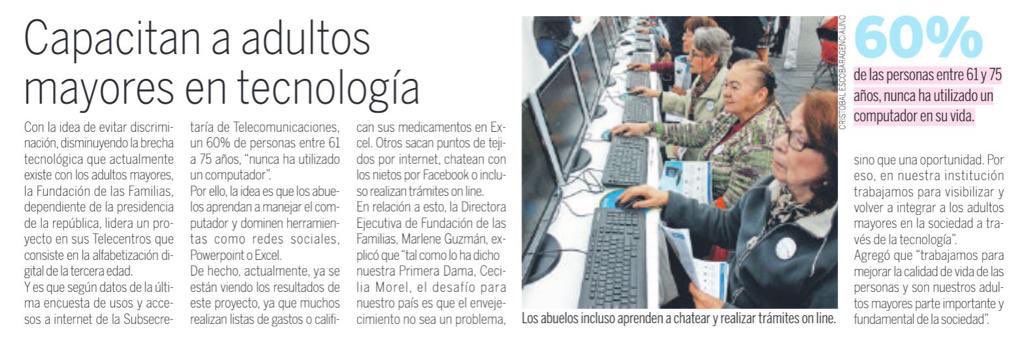 funfamilias's tweet photo. En los Telecentros de @Funfa ubicados en todo el pais, nos preocupamos y capacitamos a nuestras personas mayores. https://t.co/c8gMMqfVLT