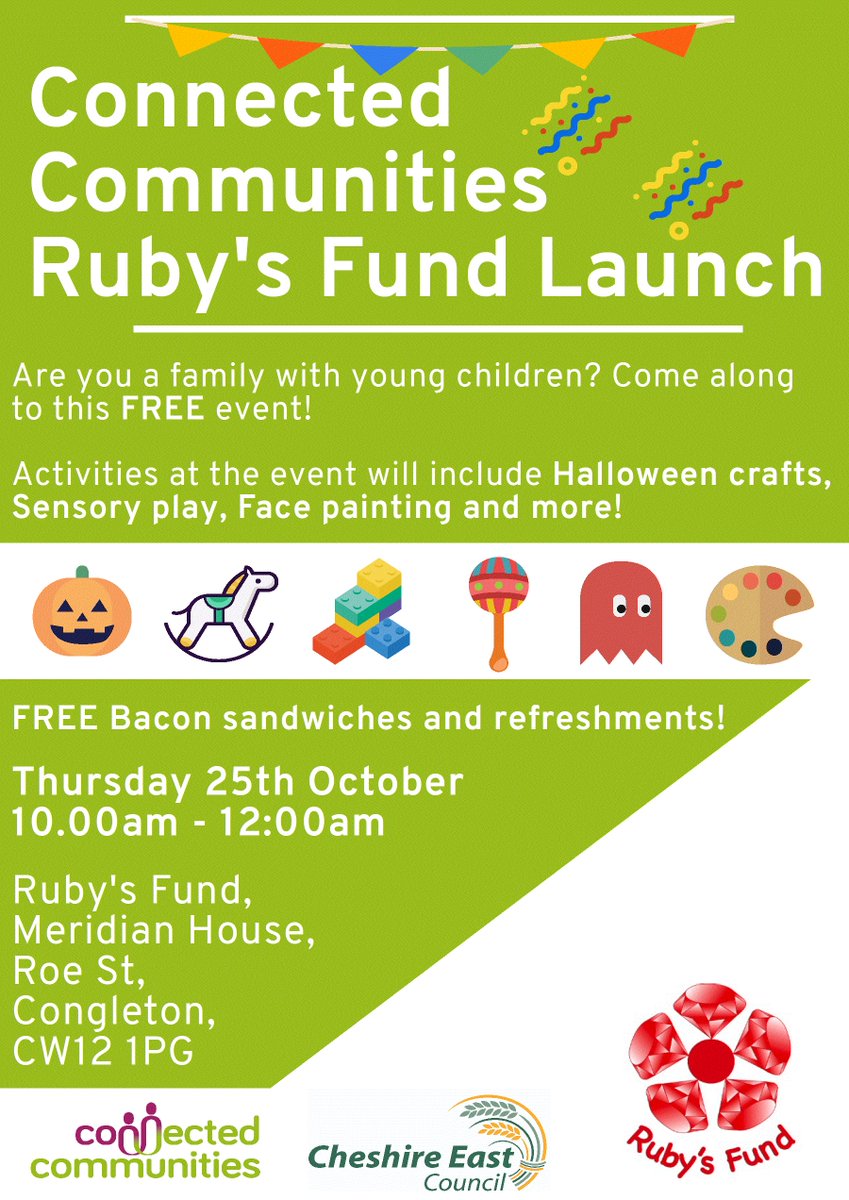 HavannahSch's tweet photo. @RubysFund are having a launch day next Thursday 25.10.18 10am - 12 noon, to become a Connected Communities Centre as part of Cheshire East Council's Connected Communities project. The project aim is to make services more easily accessible for all people in Congleton. https://t.co/CYUJODWq0L
