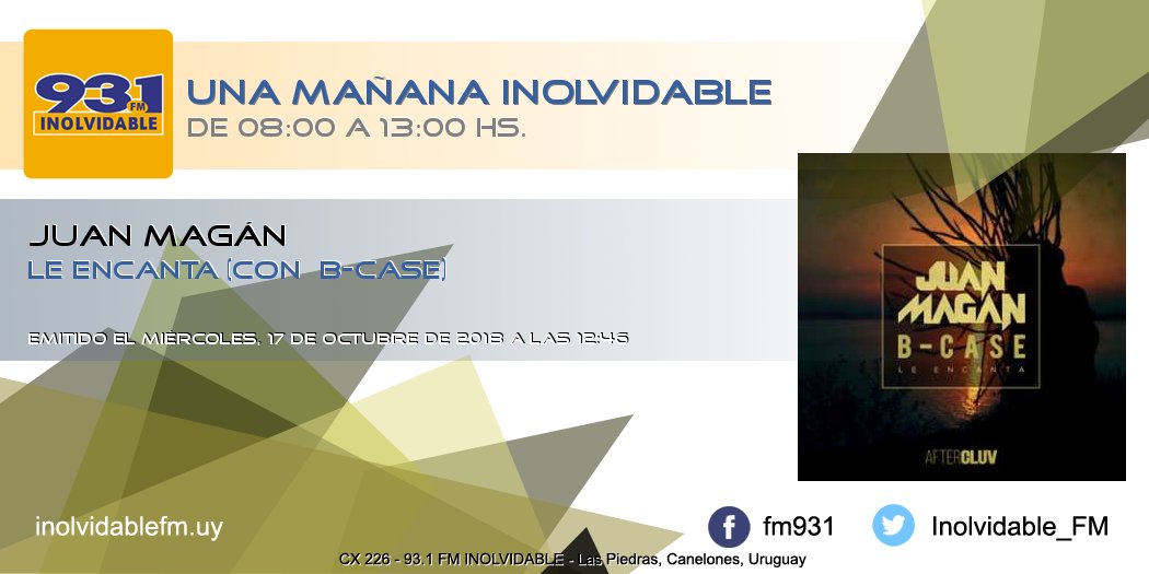 Inolvidable_FM's tweet photo. Buena música en 93.1 FM Inolvidable #LeEncanta, @JuanMagan, #BCase https://t.co/osvsfTPVOO
