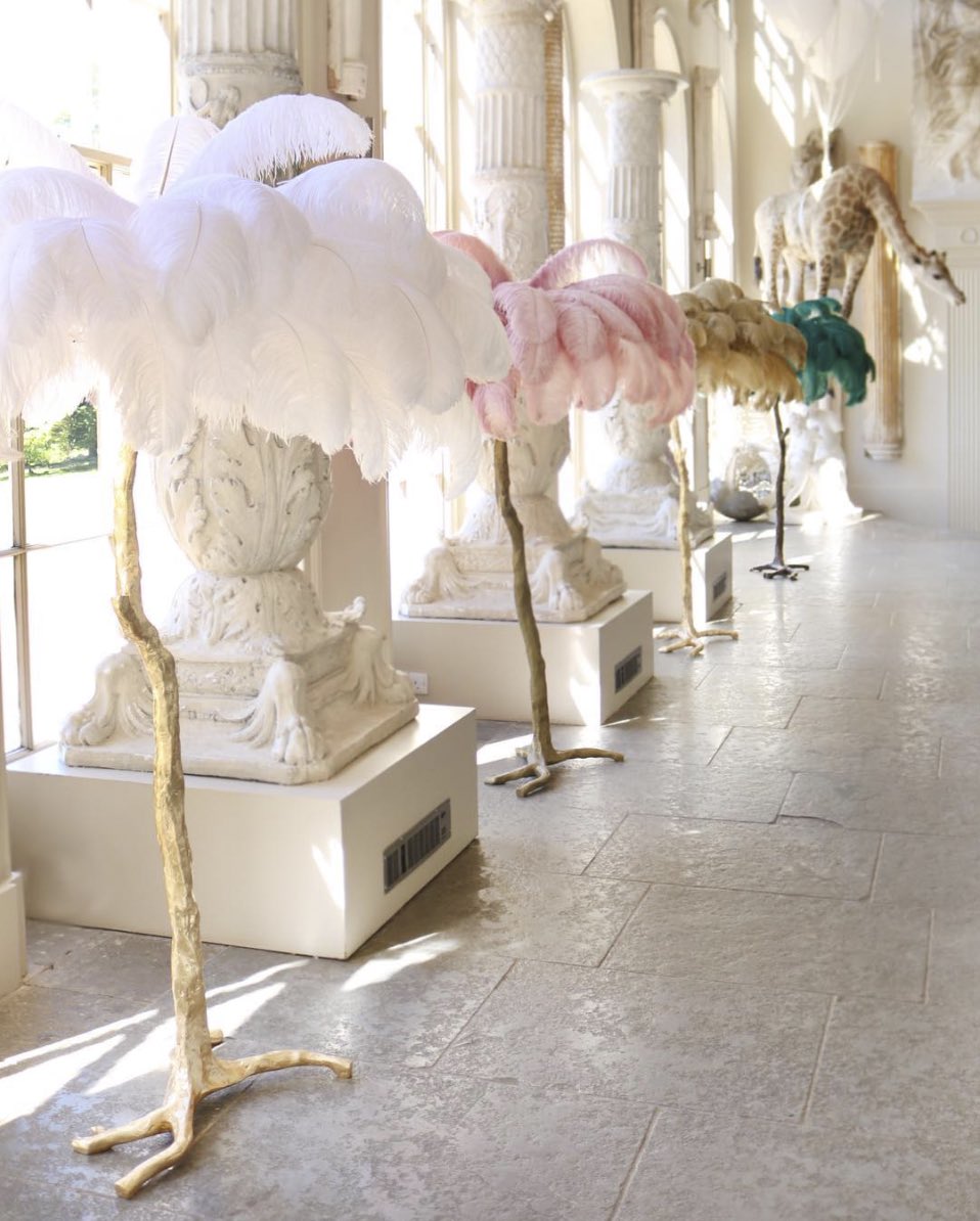 sweetpeawillow's tweet image. Drum roll please....let us introduce the latest additions to our site and showroom. Feast your eyes on these incredible Ostrich Feather lamps. 💕 yes? #featherlamps #amoderngrandtour #lovethewayyoulive #sweetpeaandwillow #luxurylighting #aynhoepark
