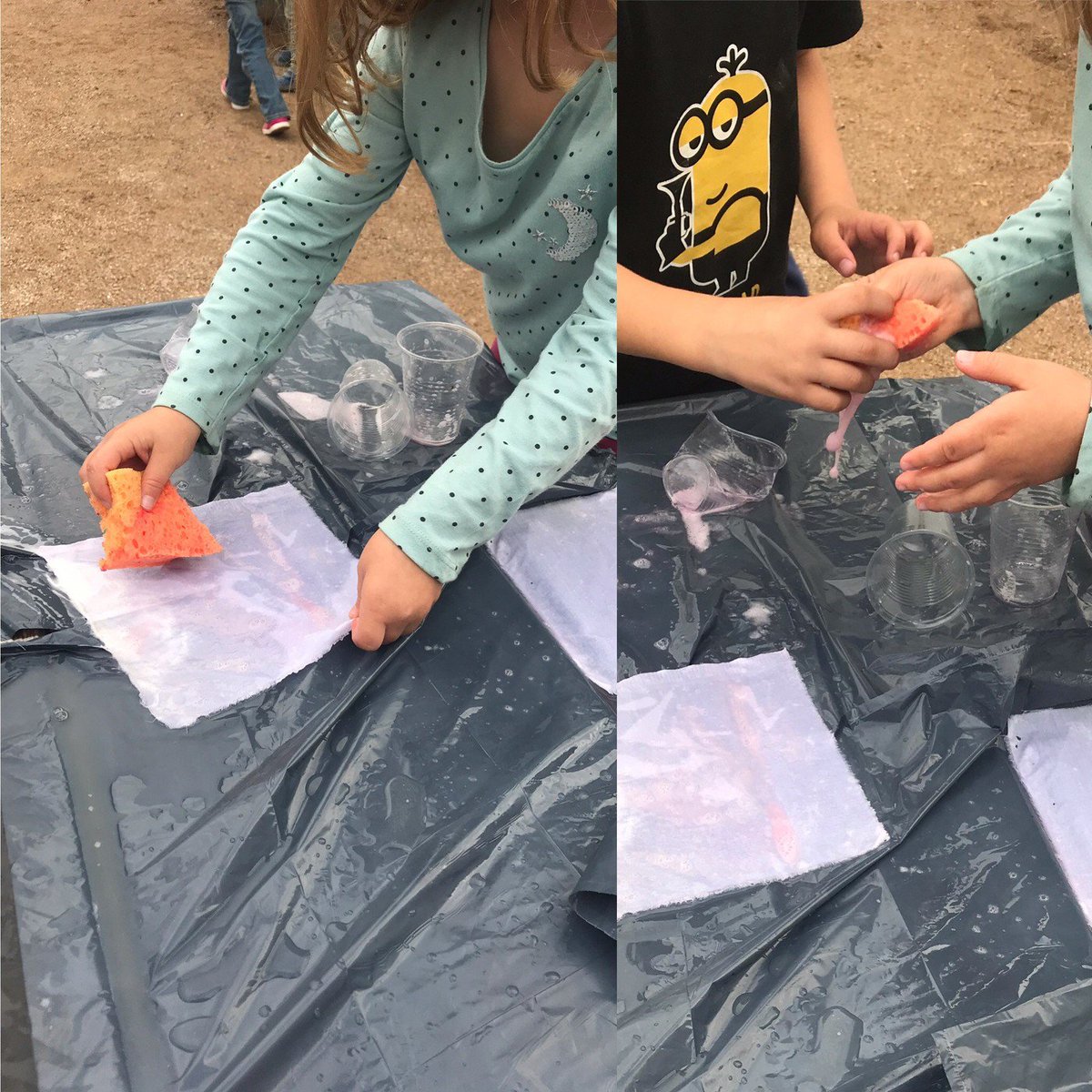 Paidoscat's tweet image. Avui a La Mirada els nens i nenes d'#Explorem observen com funciona el sabó. Traurà l'oli del paper? Esbrinem-ho! #extraescolarsmirada